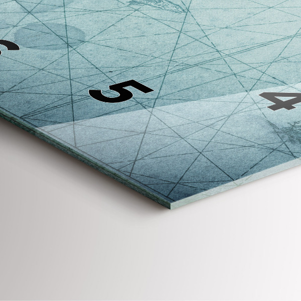 Square glass wall clock Vintage map