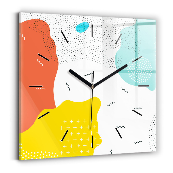 Square glass wall clock POP Abstraction