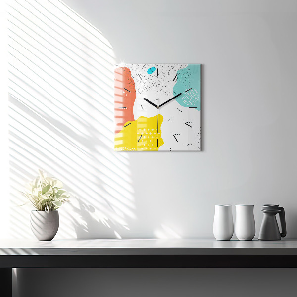 Square glass wall clock POP Abstraction