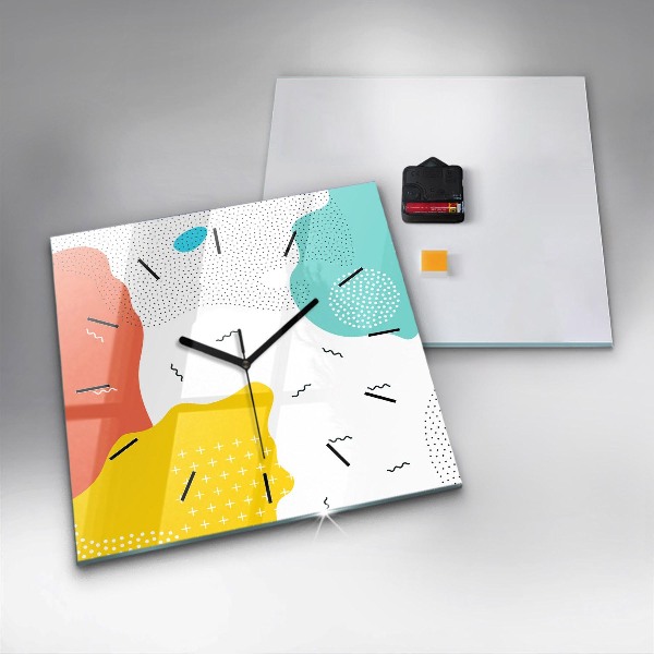 Square glass wall clock POP Abstraction