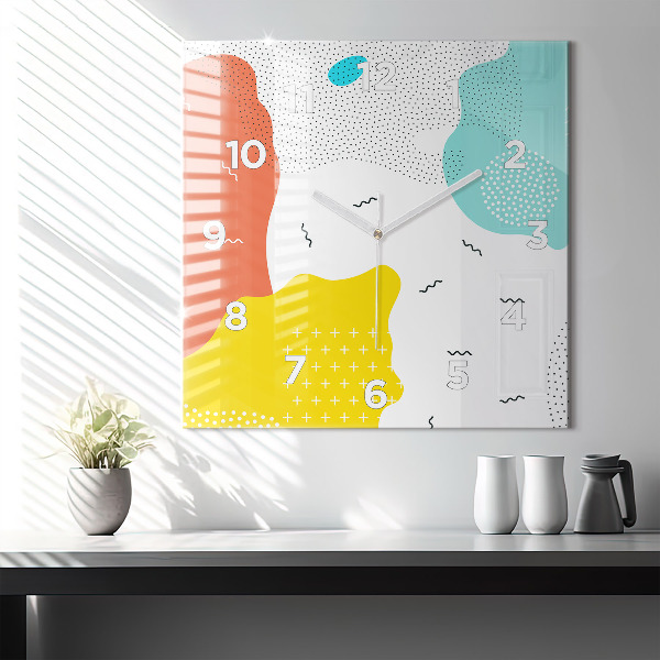 Square glass wall clock POP Abstraction