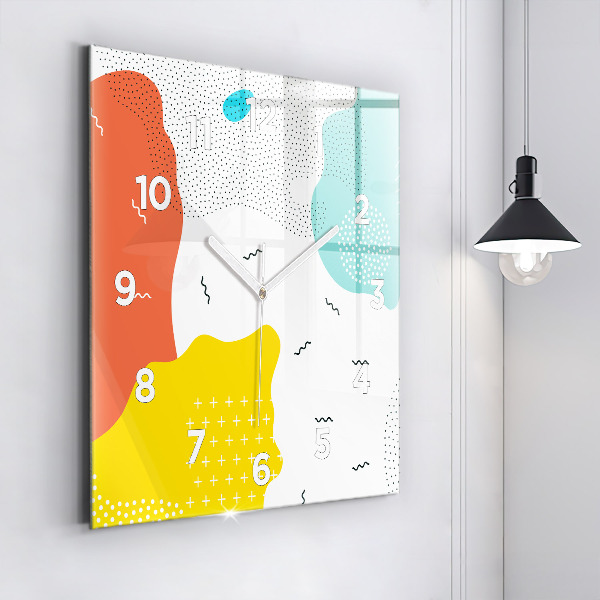 Square glass wall clock POP Abstraction