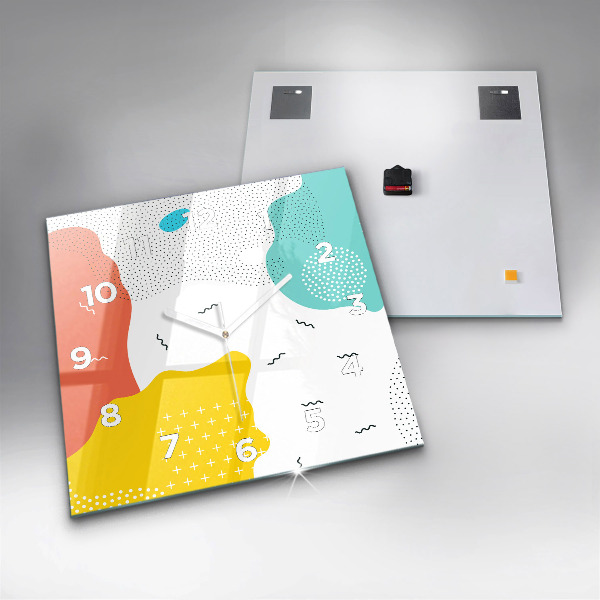 Square glass wall clock POP Abstraction