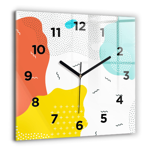 Square glass wall clock POP Abstraction