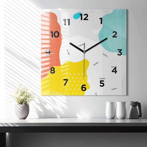 Square glass wall clock POP Abstraction