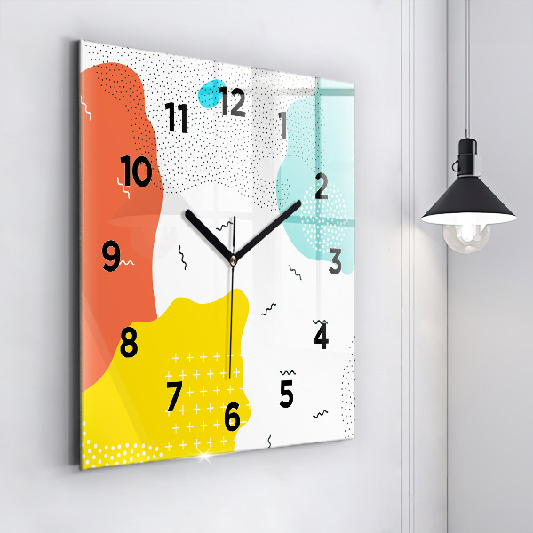 Square glass wall clock POP Abstraction