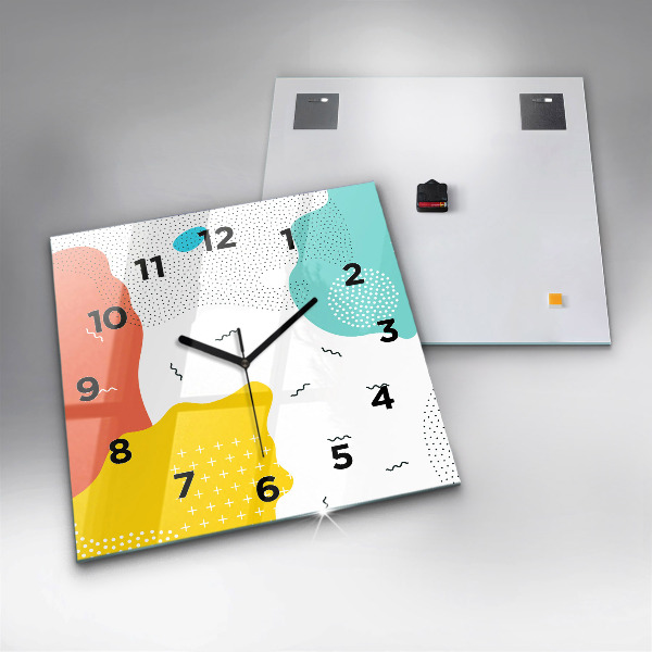 Square glass wall clock POP Abstraction