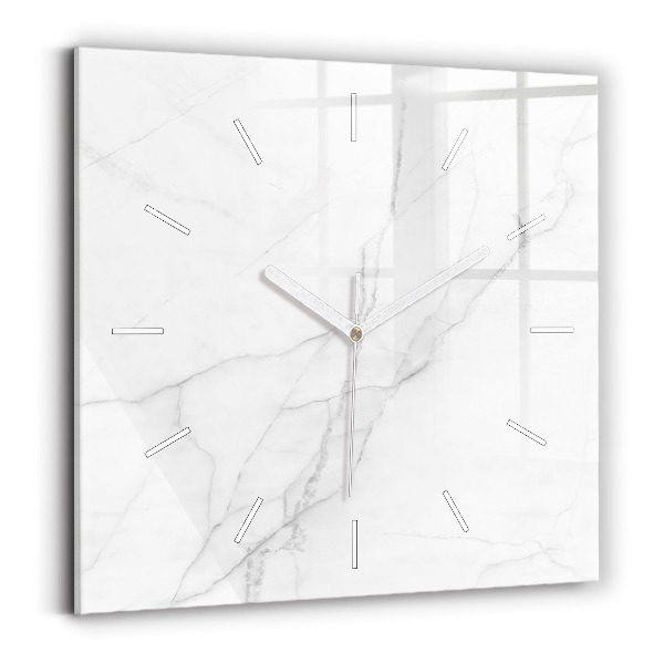 Square glass wall clock Decorative marble