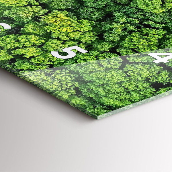 Square glass wall clock Forest from above