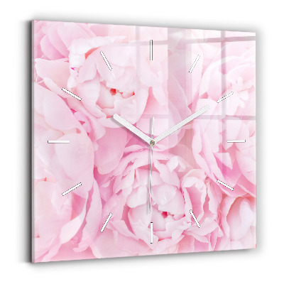 Square glass wall clock Blooming flowers