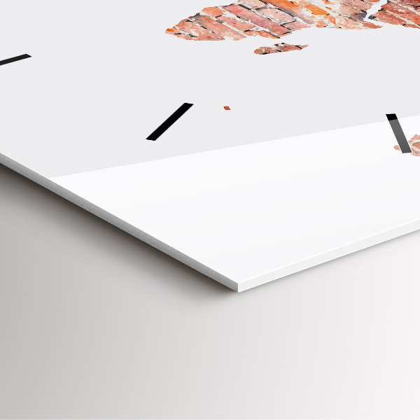 Square glass wall clock Old brick map