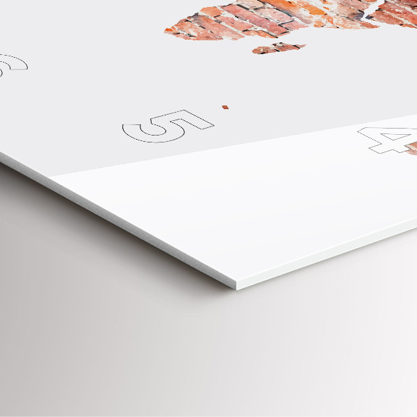 Square glass wall clock Old brick map