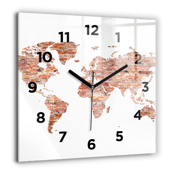 Square glass wall clock Old brick map
