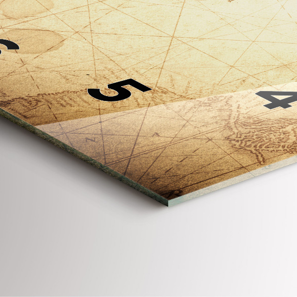 Square glass wall clock Old world map