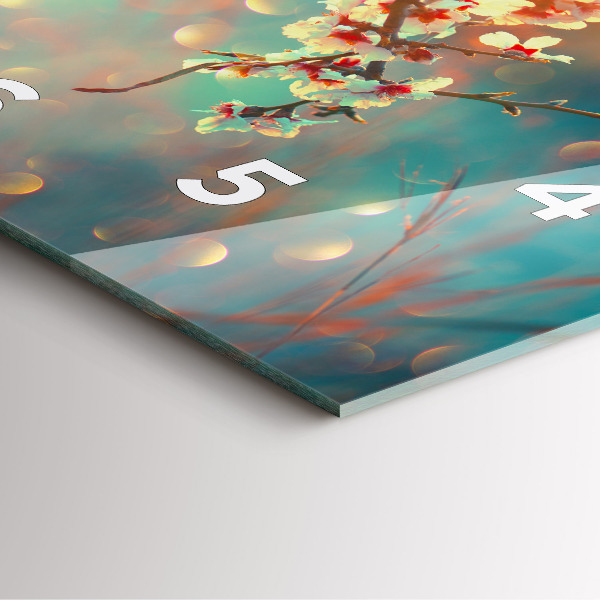 Square glass wall clock Spring flowers