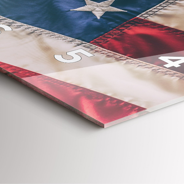 Square glass wall clock American flag