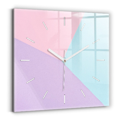 Square glass wall clock Pastel pattern