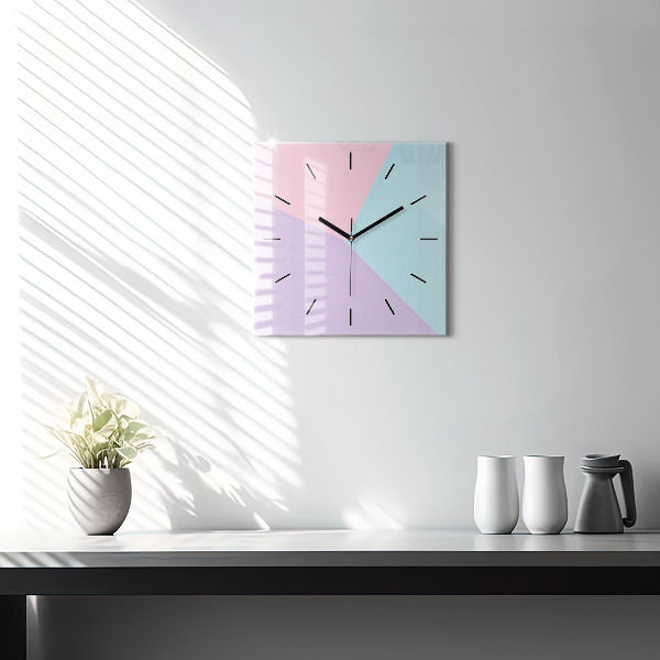 Square glass wall clock Pastel pattern