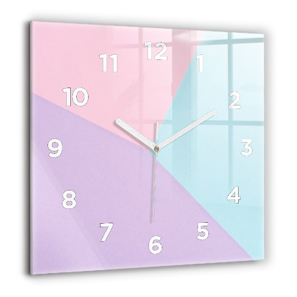 Square glass wall clock Pastel pattern