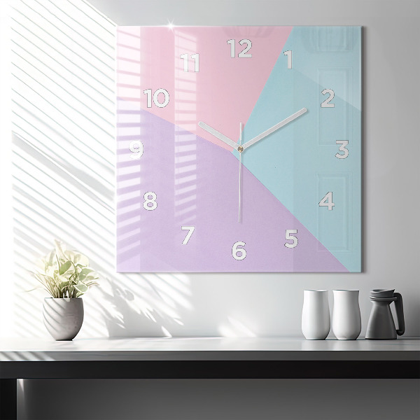 Square glass wall clock Pastel pattern