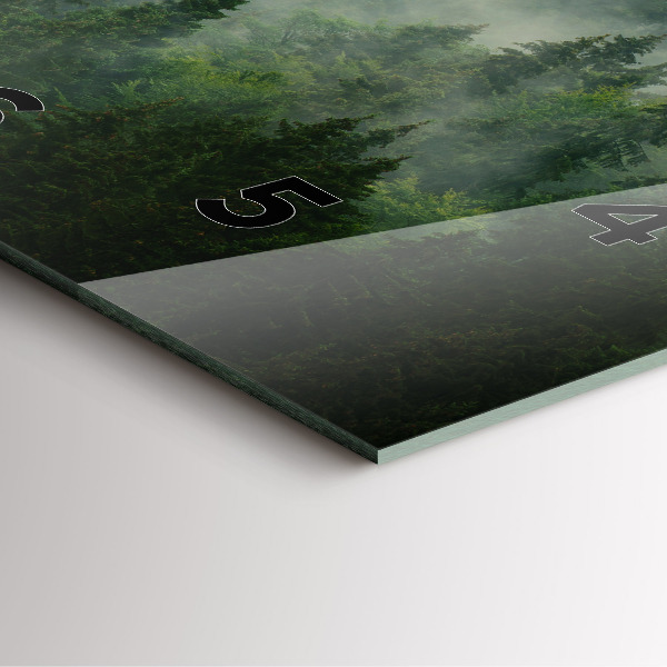 Square glass wall clock Misty forest
