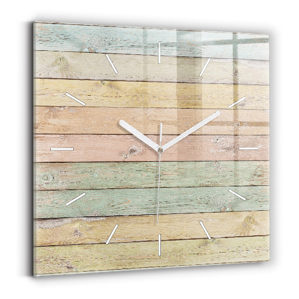 Square glass wall clock Colorful boards