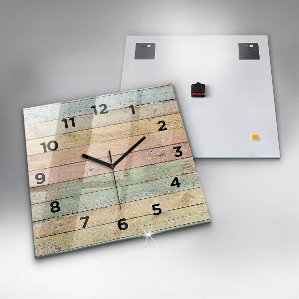 Square glass wall clock Colorful boards
