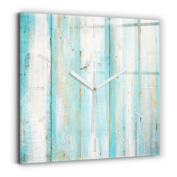 Square glass wall clock Blue boards