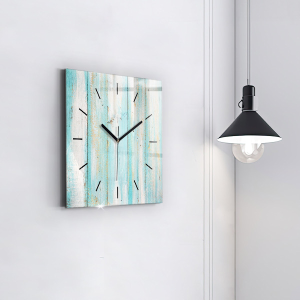 Square glass wall clock Blue boards