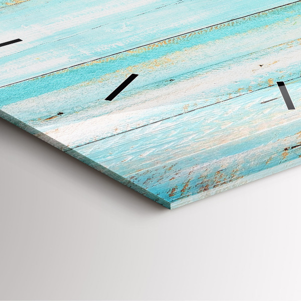 Square glass wall clock Blue boards