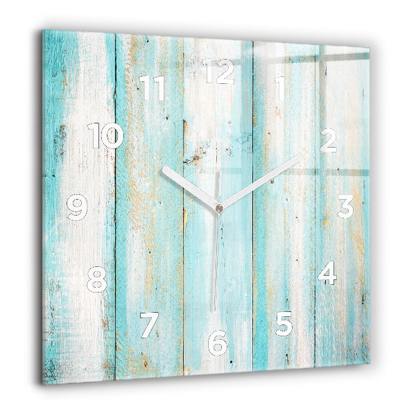 Square glass wall clock Blue boards