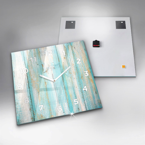 Square glass wall clock Blue boards