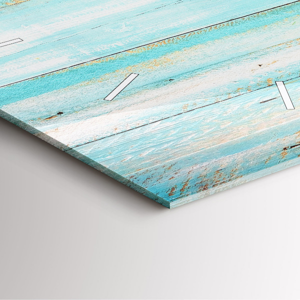 Square glass wall clock Blue boards