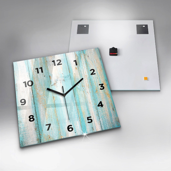 Square glass wall clock Blue boards