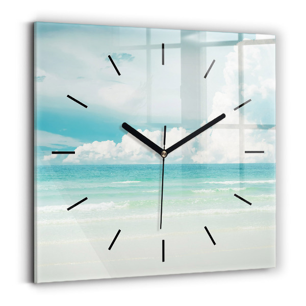 Square glass wall clock Sea landscape