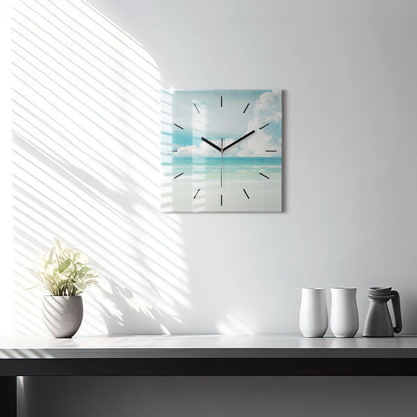 Square glass wall clock Sea landscape