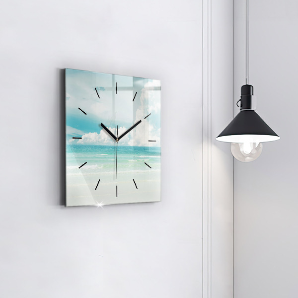 Square glass wall clock Sea landscape