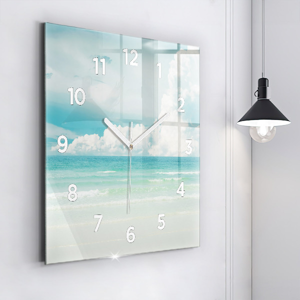 Square glass wall clock Sea landscape