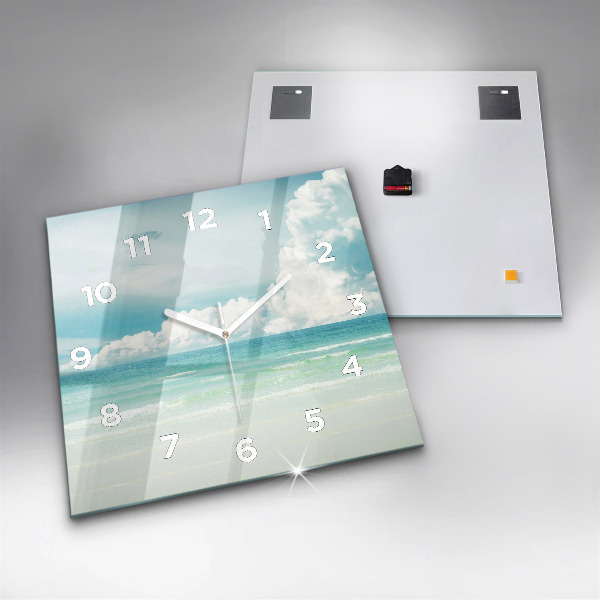 Square glass wall clock Sea landscape