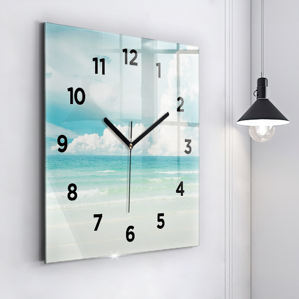 Square glass wall clock Sea landscape