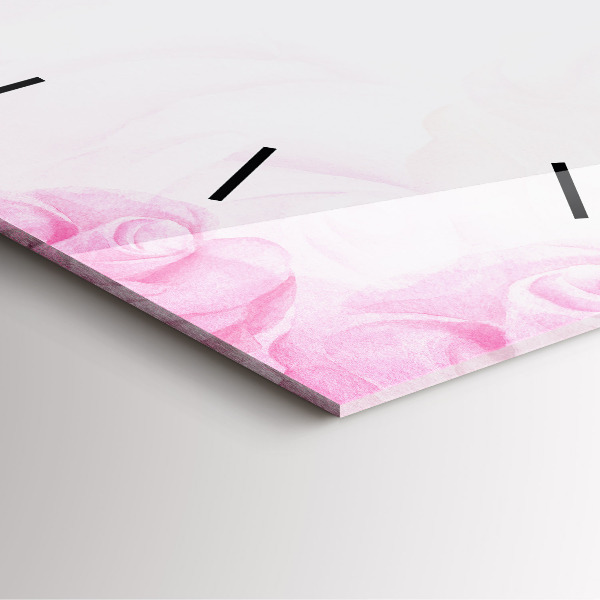 Square glass wall clock Roses abstract