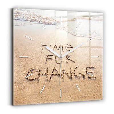 Square glass wall clock Beach Quote