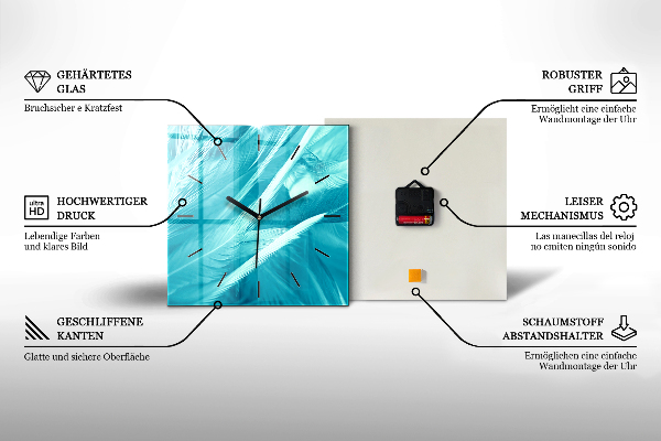 Square glass wall clock Beach Quote