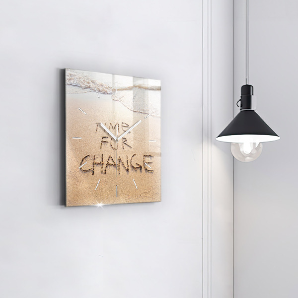 Square glass wall clock Beach Quote