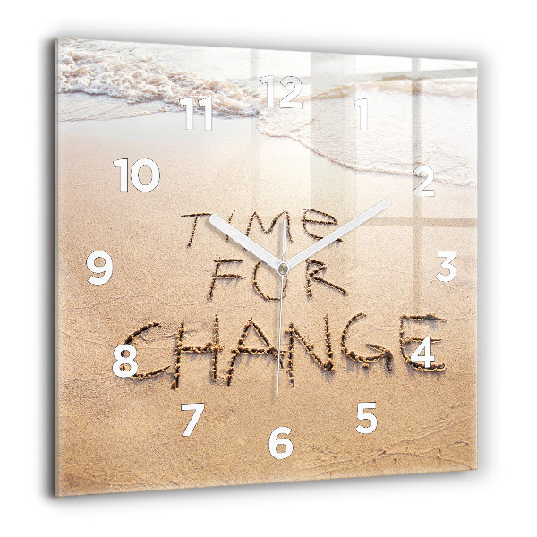 Square glass wall clock Beach Quote