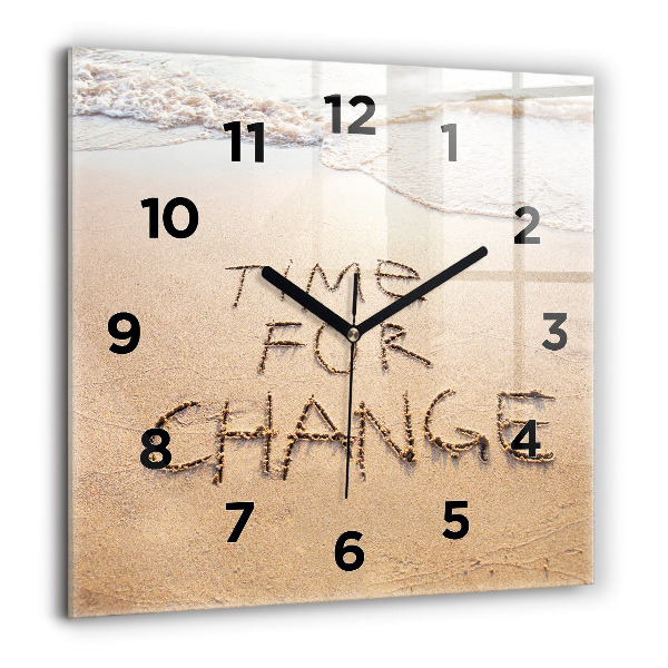 Square glass wall clock Beach Quote