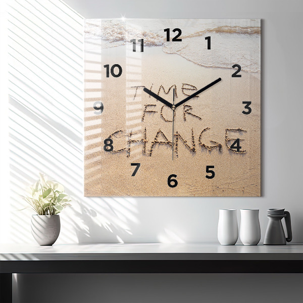 Square glass wall clock Beach Quote