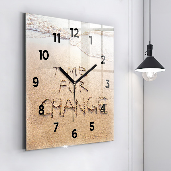 Square glass wall clock Beach Quote