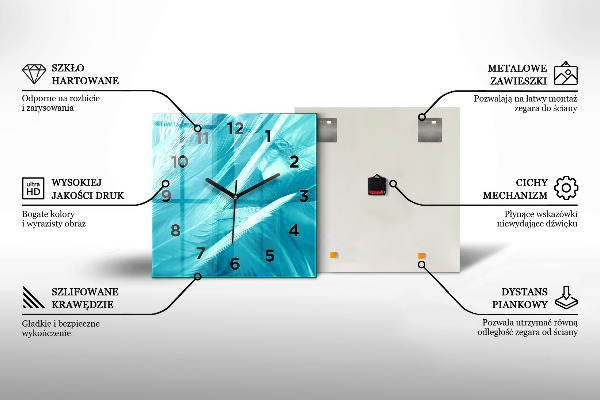 Square glass wall clock Beach Quote