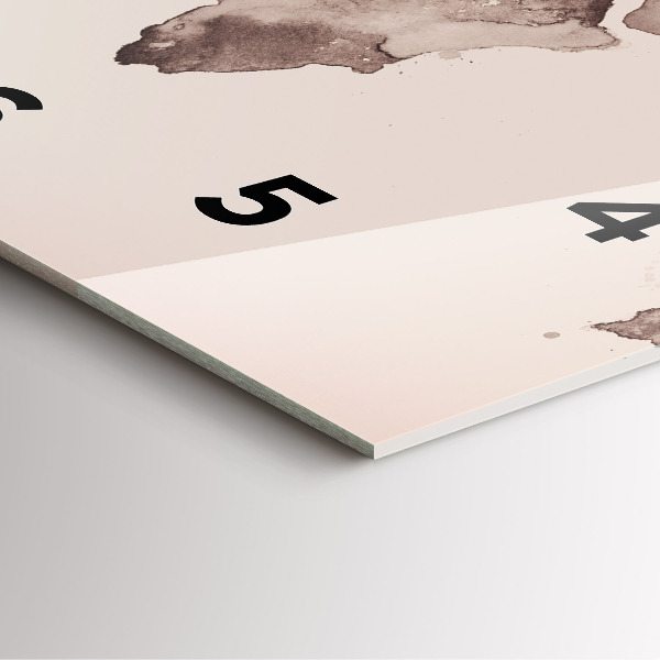 Square glass wall clock Watercolor world map